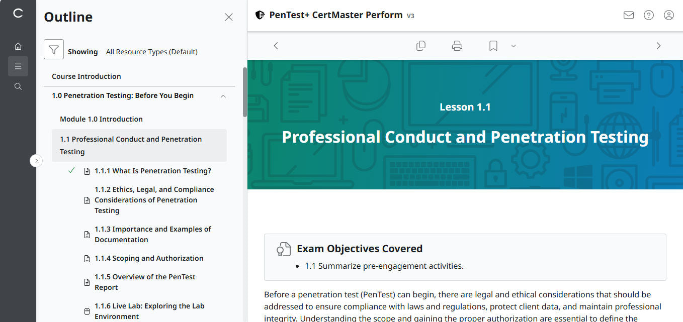 CertMaster Perform CompTIA PenTest+  PT0-003 (V3) (3 Month Access)