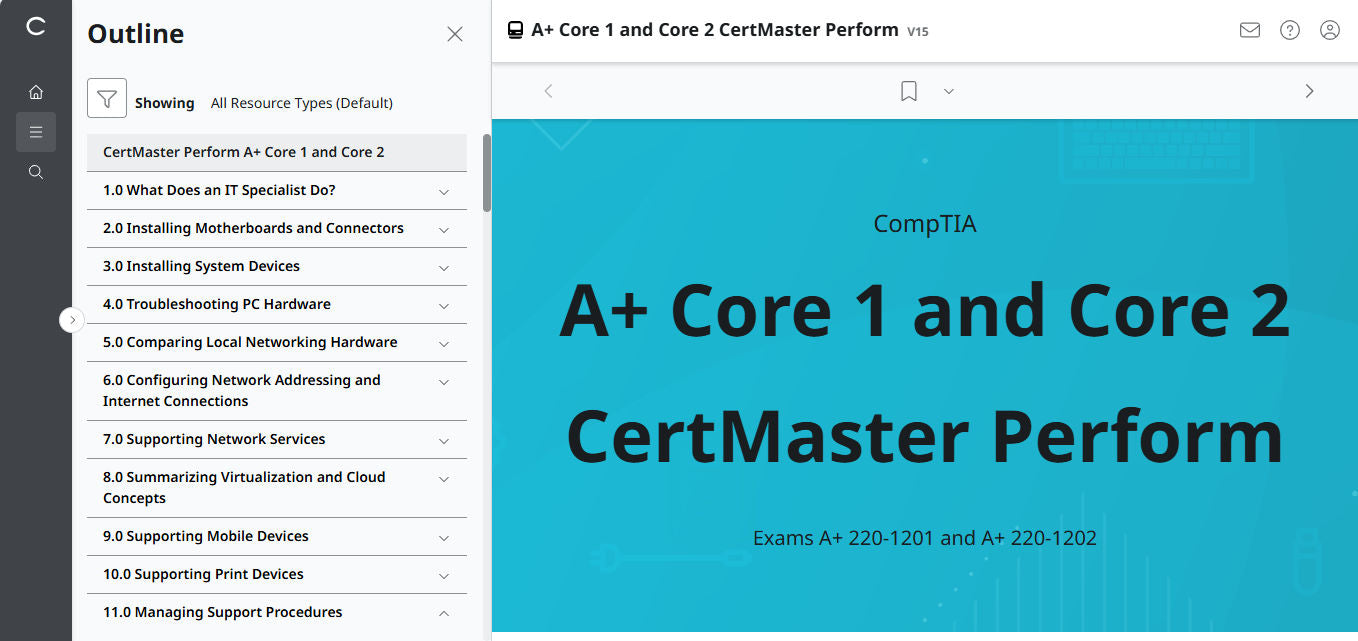 CertMaster Perform   for CompTIA A+ Core 1 & 2 (V15) (4 Month Access)