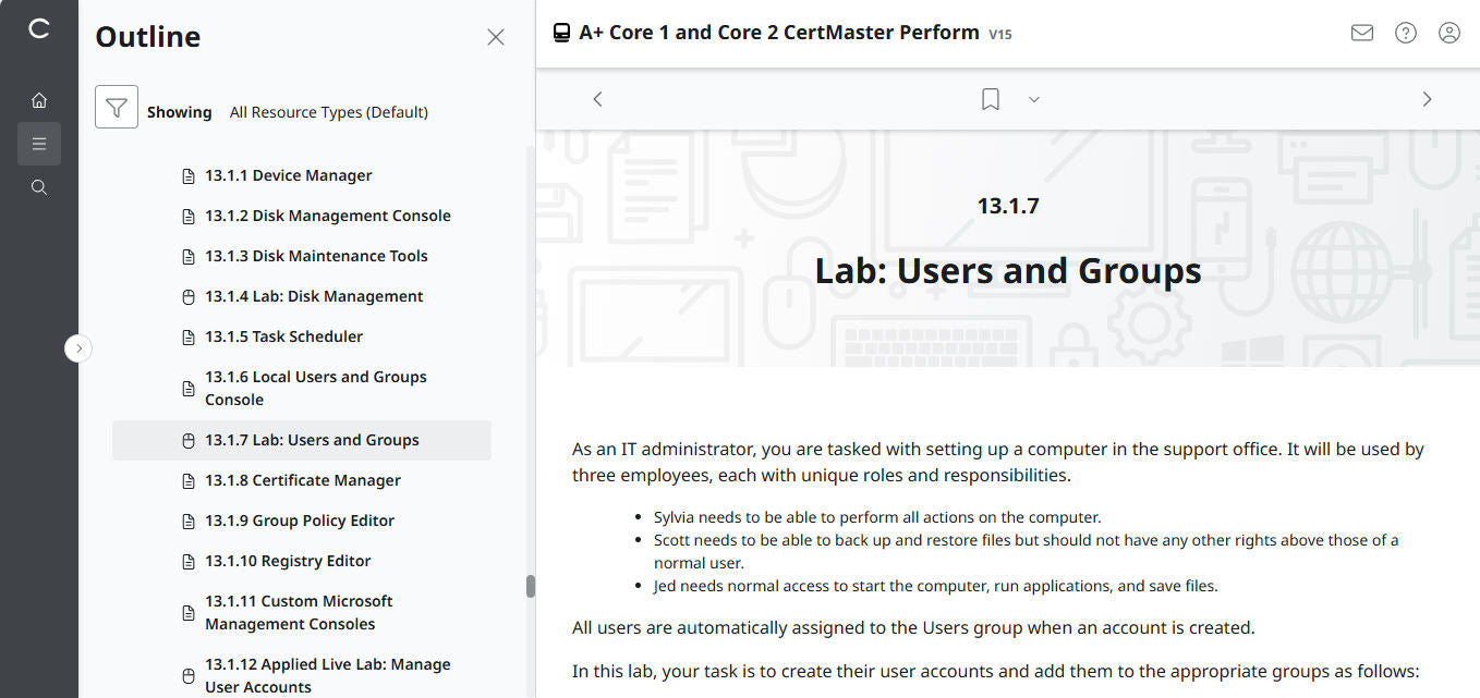 CertMaster Perform   for CompTIA A+ Core 1 & 2 (V15) (4 Month Access)