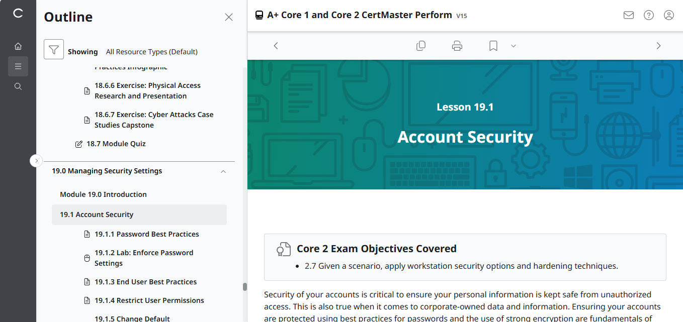 CertMaster Perform   for CompTIA A+ Core 1 & 2 (V15) (4 Month Access)