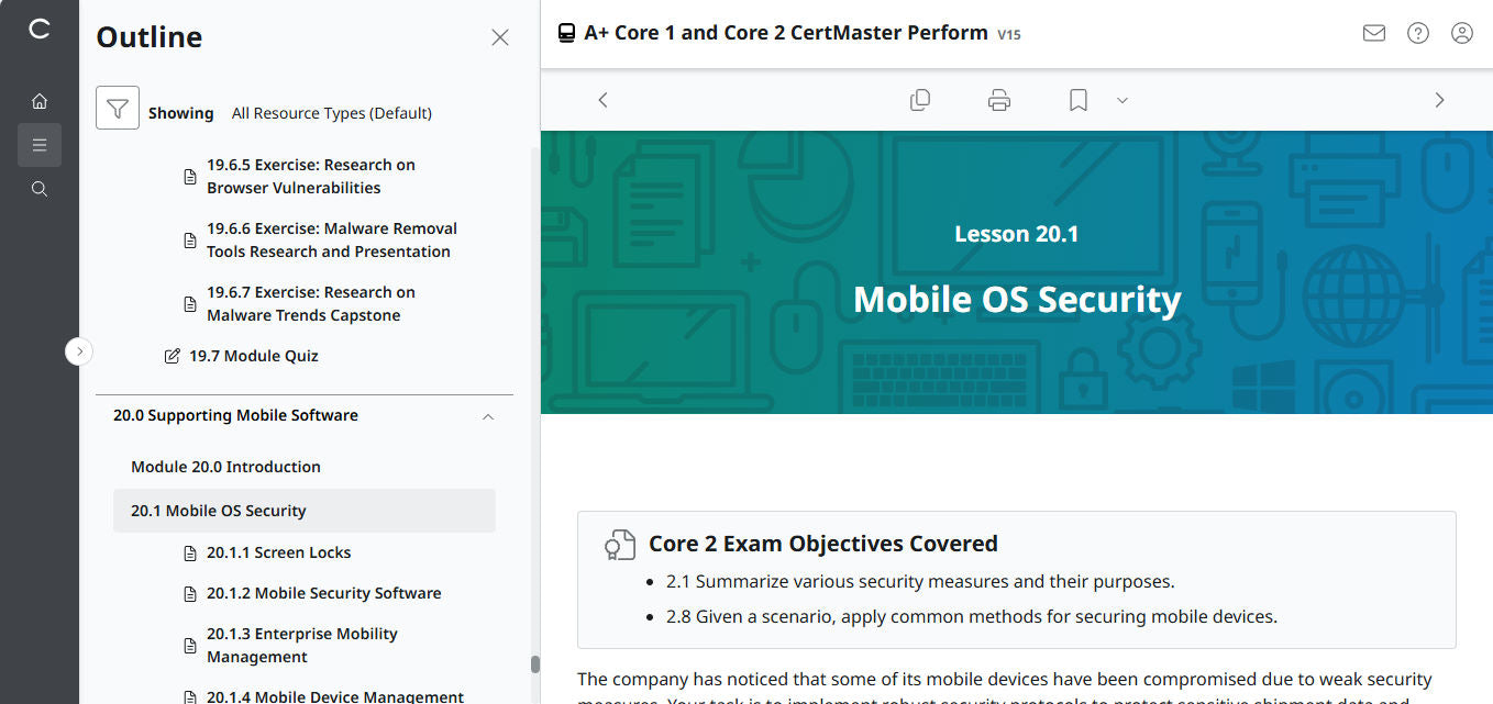 CertMaster Perform   for CompTIA A+ Core 1 & 2 (V15) (4 Month Access)