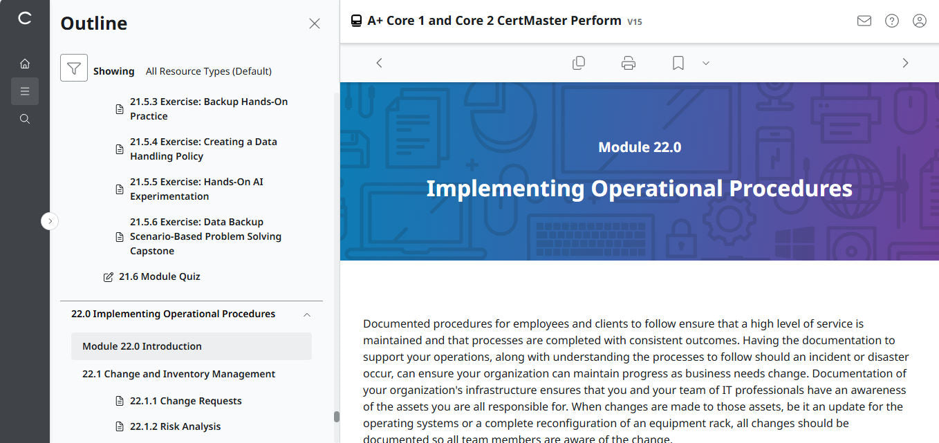 CertMaster Perform   for CompTIA A+ Core 1 & 2 (V15) (4 Month Access)